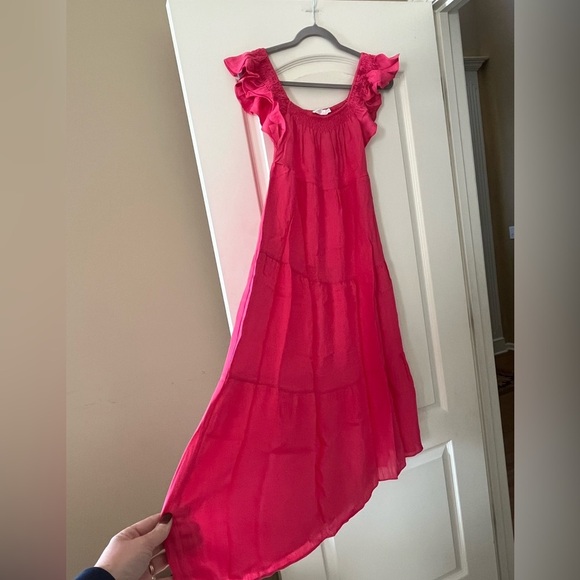 NWT Lush “Azalea” Pink Flutter Sleeve Tiered Summer Dress Women’s XS - Picture 4 of 15